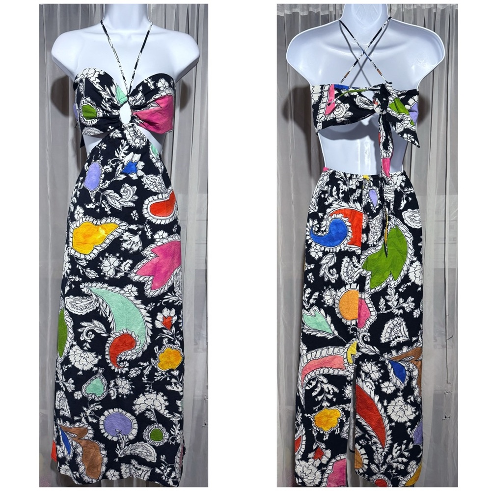 Mara Hoffman Laila Paisley Cut Out Organic Cotton Maxi Dress Size L - Picture 6 of 16